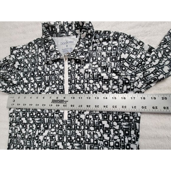 SanSoleil Womens Geometric Long Sleeve 1/4 Zip Pullover Shirt Small Black UV 50+ - Picture 6 of 7